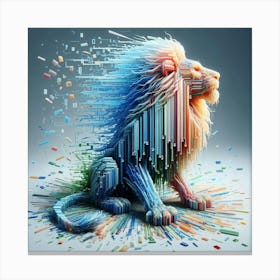 Lion In 3d Canvas Print