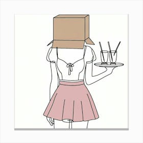 Girl With A Box On Her Head Canvas Print