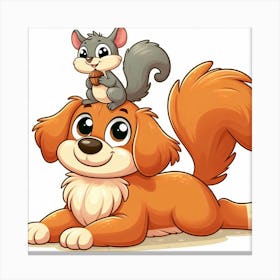 Cartoon Dog And Squirrel 2 Canvas Print