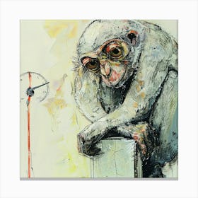 Monkey On A Clock Canvas Print