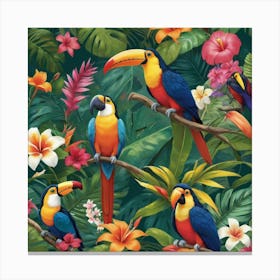 Tropical Toucans paintings art print Canvas Print