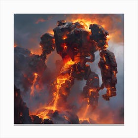 Giant Robot On Fire Canvas Print
