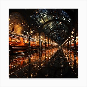 Travel Art Of Train Station Canvas Print