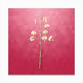 Vintage Lilium Pyrenaicum Botanical in Gold on Viva Magenta n.0537 Canvas Print