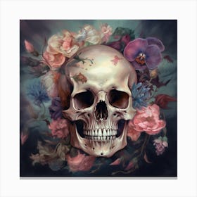 Skull With Flowers 9 Canvas Print