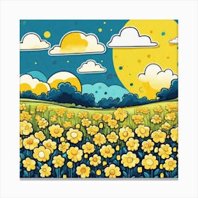 Yellow Flowers In A Field 47 Canvas Print