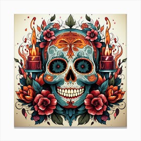 Day Of The Dead Skull 15 Canvas Print