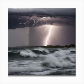 Lightning Over The Ocean 6 Canvas Print