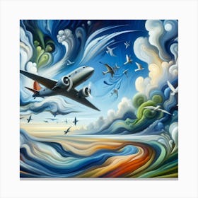 Airplane In The Sky Canvas Print