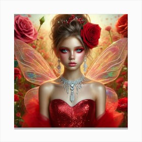 Fairy Girl In Red Dress 1 Canvas Print