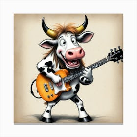 Cow Playing Guitar 13 Canvas Print