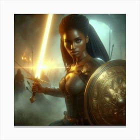 Black Woman With A Sword Canvas Print