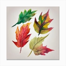 Watercolor Autumn Leaves Canvas Print