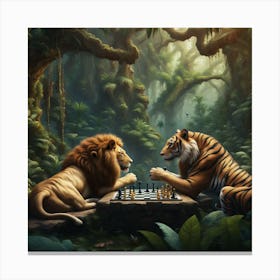 Chess In The Jungle Canvas Print