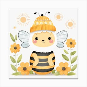 Floral Baby Bee Nursery Illustration (27) Canvas Print