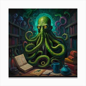 Cthulhu In The Study Canvas Print