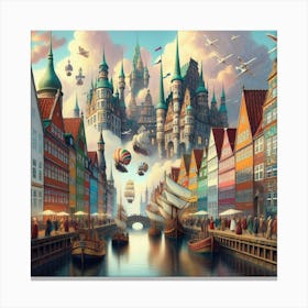 Cityscape Of Copenhagen Canvas Print