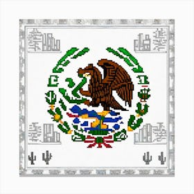Mexico Flag Cross Stitch Canvas Print
