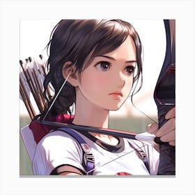 Anime Girl With Bow And Arrow Canvas Print