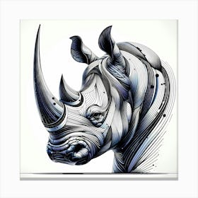 Rhino Head - Abstract Line Art Illustration 298 Canvas Print