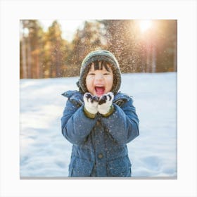 Happy Child In The Snow Canvas Print