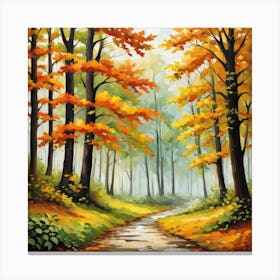 Forest In Autumn In Minimalist Style Square Composition 32 Canvas Print