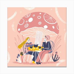 Girls Champignon Illustration Canvas Print