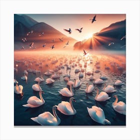 Sunrise Swans Canvas Print