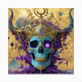 Skull With Horns Canvas Print