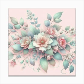 Pink Floral Wallpaper 7 Canvas Print