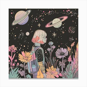 Girl In Space 3 Canvas Print