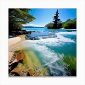 Ocean Lake River Pond Stream Splash Wave Ripple Tide Current Cascade Fountain Waterfall (1) Canvas Print