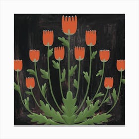 Dark Floral Sisters Square Canvas Print