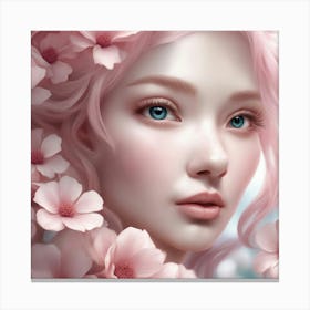 Beautiful Girl With Pink Hair 02 Canvas Print