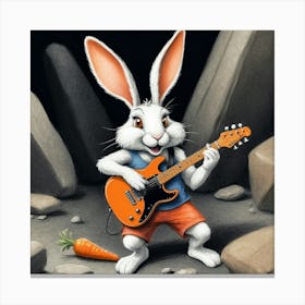 Rabbit Playing Guitar 5 Canvas Print