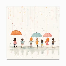 Children In The Rain Canvas Print