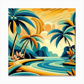 Tropical Landscape Painting Canvas Print