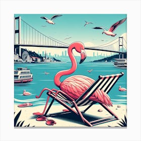 Flamingo at Istanbul beach Canvas Print