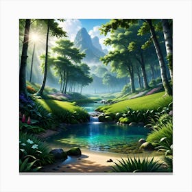 River In The Forest 1 Canvas Print