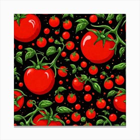 Red Tomatoes On Black Background 8 Canvas Print