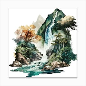 Waterfall In The Jungle 6 Canvas Print