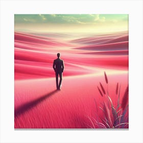 Man In Pink Field Canvas Print