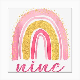 9 Year Old Pink Rainbow 9th Birthday For Girls 9 Bday 1 Canvas Print