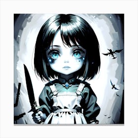 Girl With A Knife Canvas Print