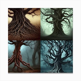 Four Trees In The Forest Canvas Print