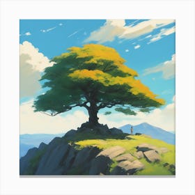 Tree On Top Of A Mountain 3 Canvas Print