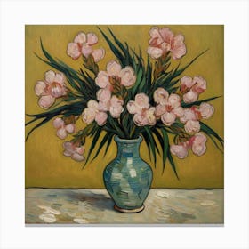 Pink Flowers In A Vase Oleanders Vincent Van GOGH Canvas Print