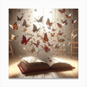 Book With Butterflies Canvas Print