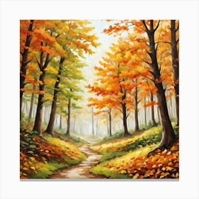 Forest In Autumn In Minimalist Style Square Composition 66 Canvas Print