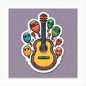 Mexican Guitar And Maracas Sticker 2d Cute Fantasy Dreamy Vector Illustration 2d Flat Centere (41) Canvas Print